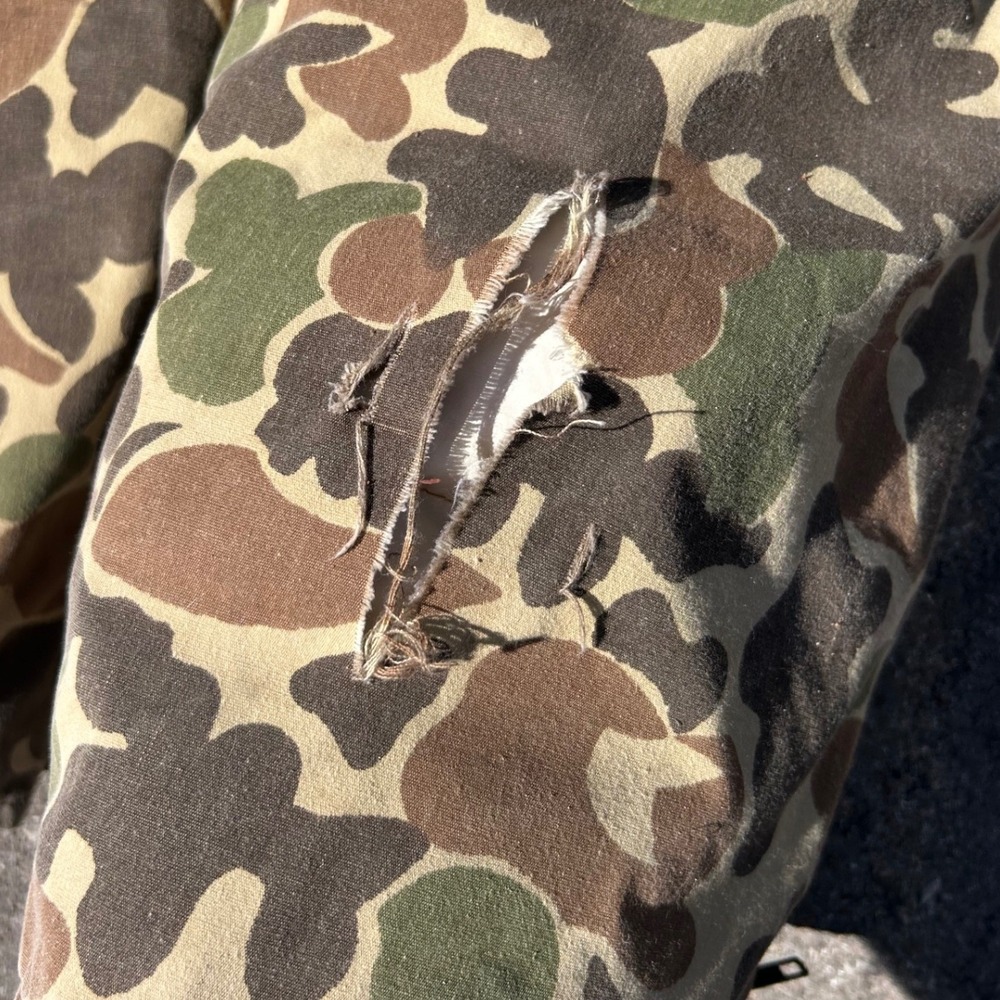 Vintage Eddie Bauer Goose Down Camo Coveralls Jumpsuit Frog Skin Duck Camo 0610 - Picture 5 of 16